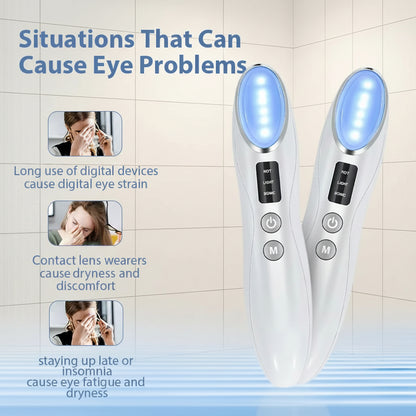 3 in 1 Eye Care Beauty Device Facial Massager LED Photon Light Wand for Relax Eye Dark Circles Eye Bags Puffiness Skincare Tool